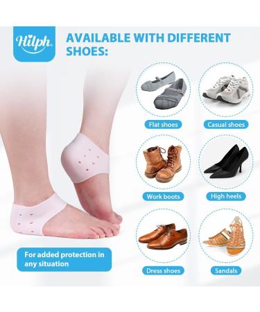 Hilph Silicone Heel Protectors - 4 Pairs | Cushioned Gel Heel Cups for Plantar Fasciitis & Achilles Tendinitis Relief | Moisturizing Pads for Dry Cracked Heels - Unisex - Buy Online on GoSupps.com