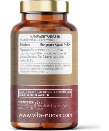 Bio Astaxanthin - 12 mg Vegan Capsules | Algamo - Pure Additive-Free GMP Quality - 60 Capsules per Bottle - Buy Online on GoSupps.com
