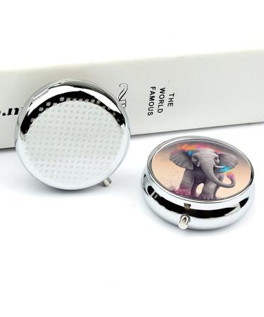 Shop Cute Elephant Print Round Pill Box - 3 Compartment Portable Metal Organizer for Medicine - Decorative Animal Cartoon Design - Ideal Travel Accessory - Buy Online on GoSupps.com