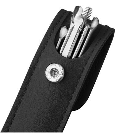 NAUZE 6Pcs Stainless Steel Ear Wax Removal Kit - Reusable Metal Ear Cleaner for Children and Adults - Includes Portable Bag (Black) - Buy Online on GoSupps.com