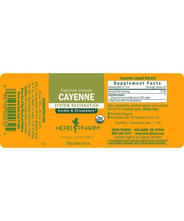Herb Pharm Organic Cayenne Extract - Cardiovascular & Circulatory Support - 1oz - Buy Online on GoSupps.com