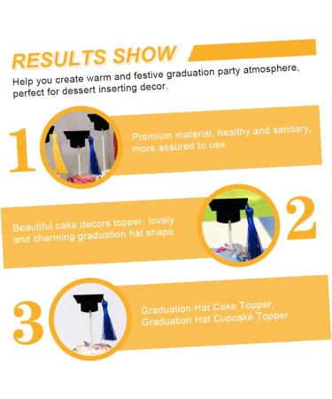 Cabilock 12pcs Graduation Season Card Graduation Hat Cake Topper Graduation Party Decoration Mini Cake Food Decor 2022 Grad Dessert Picks Graduation Hat Cupcake Topper Tassel Insert Card Blue 10X3.8X3.8CM - Buy Online on GoSupps.com