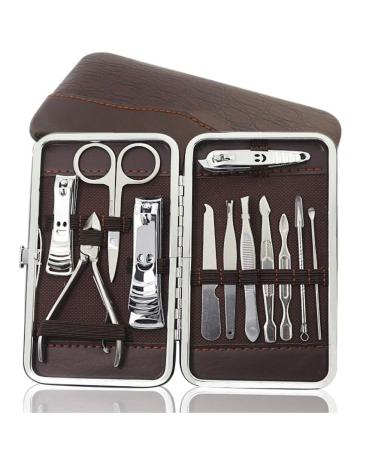 Professional Nail Clippers Set YRHOME 12 Piece Stainless Steel Manicure Kit Fingernail and Toenail Clipper Cutter Includes Cuticle Remover Stainless Steel Sharp Sturdy Trimmer Set with Portable Tra