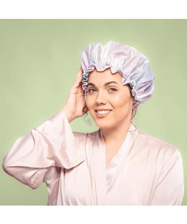 KISMETICS Large Reusable Shower Cap - Double Layer Waterproof Lining - Ruffle Trim - Purple Tiedye - Ideal for All Hair Lengths - Buy Online on GoSupps.com