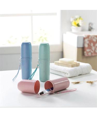 Digjobk Blue Wheat Straw Travel Toothbrush Mug | Portable Wash Cup & Toothpaste Storage Box - Buy Online on GoSupps.com