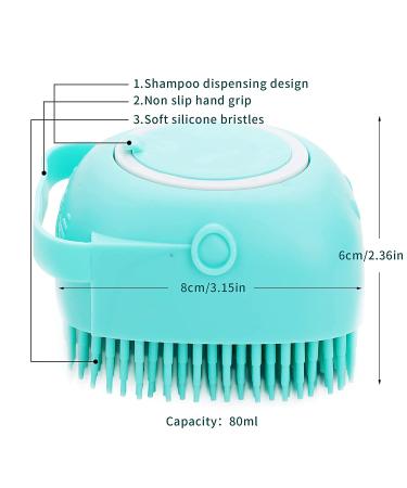 Molain Silicone Dog Cat Bath Brush Comb - Soft Grooming & Massage Brush with Shampoo Dispenser (Blue) - Buy Online on GoSupps.com