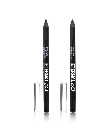 Eternal Eyeliner Waterproof Colored Pencil with Vitamin E   Professional Easy Glide-on for an All Day Smokey or Dramatic Effect  Long Lasting and No Smudge Eye Pencil 2 Count (Pack of 1)