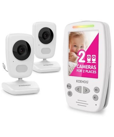 Video Baby Monitor, Slim Handheld, Non-Slip Design, 2.8" Vertical Screen Monitor & 2 Camera, Range up to 1000ft, 18 Hour Battery Life, 2-Way Talk, Night Vision, Temperature Monitor, No WiFi.