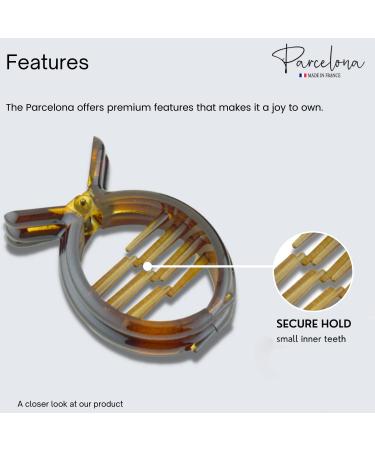 Parcelona French Round Inner Teeth 2 Inch Hair Clips Set - Tortoise Shell and Black Cellulose Hair Accessories for Women - Buy Online on GoSupps.com