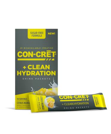 Creatine HCl + Hydration | Electrolyte Powder Packets | Citrus Mango | Sugar Free Electrolytes | Rehydration Formula w Potassium Sodium Zinc Magnesium to Hydrate & Recover (14 Count) On-The-Go Packs - Citrus Mango