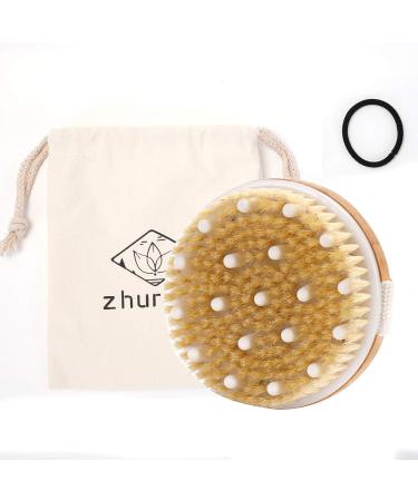 Zhurson Dry Brushing Body Brush  100% Natural Bristle bath Brush for Remove Dead Skin Toxins Cellulite  Exfoliating  Stimulate Blood Circulation  Improve Lymphatic System  Accelerate Metabolism