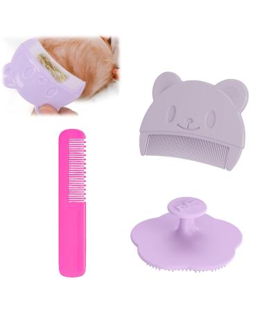3 pieces baby hairbrush baby bathing brush milk scab baby brush chimney comb baby soft silicone is suitable for massaging and cleaning the scalp of newborn purple - Buy Online on GoSupps.com