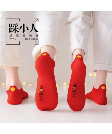 Chinese New Year Embroidered Red Socks 4 Pairs - Men's and Women's Boat Socks (Size 36-42) - Buy Online on GoSupps.com