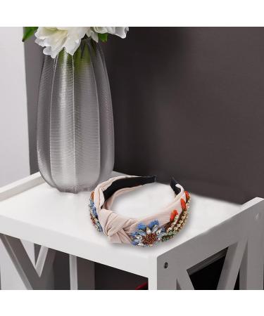 Rhinestone Crystal Knotted Headband for Women - Beige Fashion Hair Hoop Accessories - Buy Online on GoSupps.com