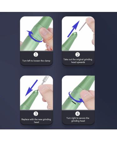 Electric Nail Drill Portable Rechargeable Polishing Speed Adjustable Nail Grinder Silver Green Gradient 40 000RPM with 6 Heads for Home Salon Use - Buy Online on GoSupps.com