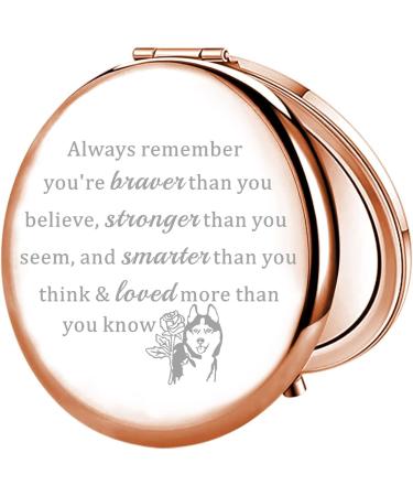 WSNANG Husky Lover Compact Mirror - Pet Dog Husky Mom Gift for Women (Rose Gold) - Buy Online on GoSupps.com
