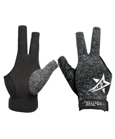 KONLLEN Billiard Gloves Professional Breathable and Comfortable Billiards Match Gloves Non-Slip Adjustable Suitable Snooker Nine-Ball 3 Cushion Carom Pool Billiard Accessories Lycra Material Gray-Right hand-L