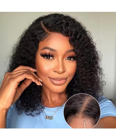 ALIPOP Wear and Go Glueless Wig 4x4 Closure Wigs Human Hair Pre Cut Lace Glueless Wig Curly Lace Front Wig Human Hair Wigs for Black Women Human Hair Glueless No Glue 12 Inch for Beginners 12 Inch Glueless Curly Bob Wig
