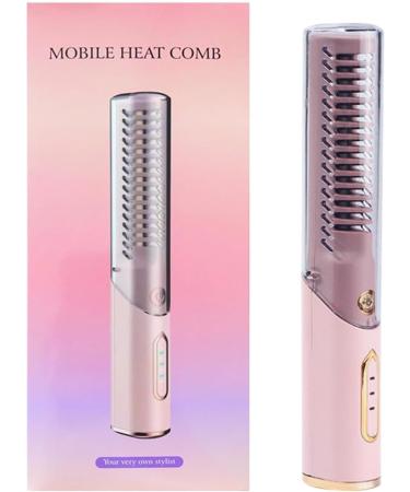 Portable Wireless Hair Straightening Brush | Fast Heating Anti-Scald Comb for Women | Lightweight Rechargeable Straightener in Pink - Perfect for International Shipping - Buy Online on GoSupps.com