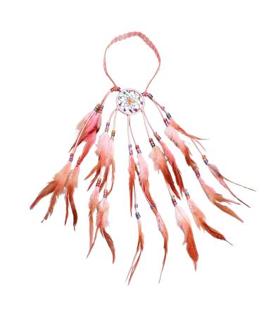 Buy Pink Boho Feder Headband | Sequin Hippie Hair Jewelry for Women & Girls | Festival Party Headdress - Buy Online on GoSupps.com