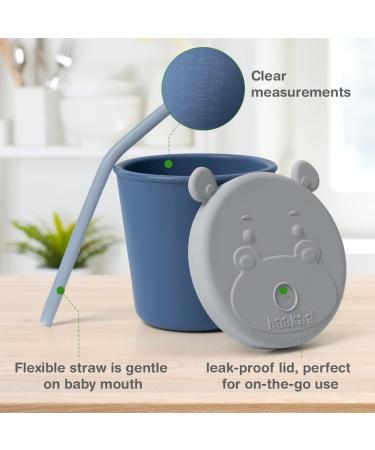 Haakaa Jolly Hippo Baby Straw Cup - Food Grade Silicone Sippy Cup for Infant 6+ Months | BPA Free Training Cup for Toddlers - Bluestone - Buy Online on GoSupps.com