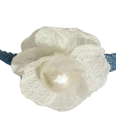 Oralgo Blue Denim Choker Necklace with Large Flower | Trendy 2024 Women's Accessory | Fashionable Denim Necklace for Girls - Buy Online on GoSupps.com