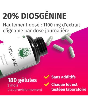 Wild Yams 1100 mg per day 180 Vegan Capsules German production 100% natural and without additives. Green Naturals - Buy Online on GoSupps.com