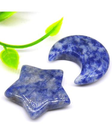A Pair Gemstone Carved Moon and Star Shaped Couple Necklace Pendants Natural Stone Crystals Polished Figurine Craft Gift JZIGTDEM (Color : Blue Urine Size : 1pair 1.18in) - Buy Online on GoSupps.com