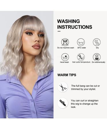 OUFEI Long Ombre Blonde Wig With Bangs Natural Wavy Wigs for Women Natural Synthetic Hair Heat Resistant Wigs for Daily Party Cosplay Wear Ombre blonde(1133-1) - Buy Online on GoSupps.com