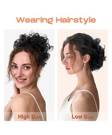 Dirty Messy Bun Short Curly Ponytail Extension | Synthetic Hair Scrunching Large Bun with Clip - Black - Buy Online on GoSupps.com