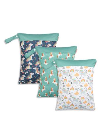 Daysskk 3 piece of diaper bag Wetbag kindergarten girls wet bag waterproof with zipper laundry bag for daycare swimming 30 * 40 cm 3 piece pattern 5