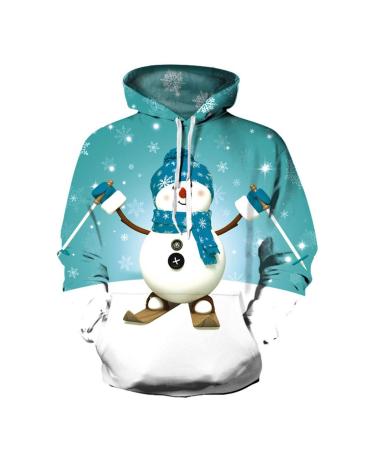 Bigfanshu Womens Tops Fashion Loose Long Christmas Snowman Print Sleeve Sweatshirt Green