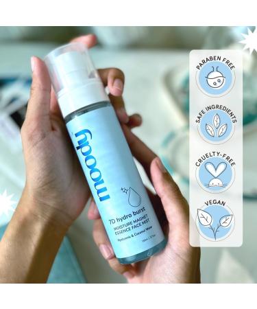 Mo.ody 7D Hydro Burst Hydrating Face Mist with Hyaluronic Acid Vitamin B5 Rice Water 72 Hour Hydration Alcohol-Free 100% Vegan 110ml - Buy Online on GoSupps.com