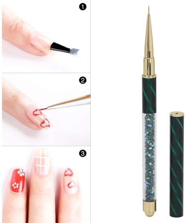 Manicure Liner Pen Nail Rhinestone Picker Dotting Pen Nail Art DIY Decoration Tool for Household Nail Shop (Dark green stripes (short pull cord)) - Buy Online on GoSupps.com