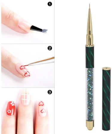 Manicure Picker Dotting Pen Professional Ultra Fine Easy To Operate Manicure Liner Pen DIY for Household Nail Shop(Dark green stripes (short cable)) - Buy Online on GoSupps.com
