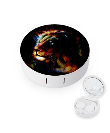 Blacklight Lion Contact Lens Case Travel Portable Travel Contact Lens Box with Mirror