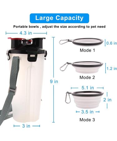 Moacc 800ml 2-in-1 Portable Dog Water Bottle & Bowls Foldable Water Bowl for Camping Hiking & Training (White) - Buy Online on GoSupps.com