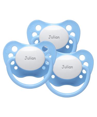 Name pacifier - NIP pacifier with name - silicone size 2 - light blue - set of 3