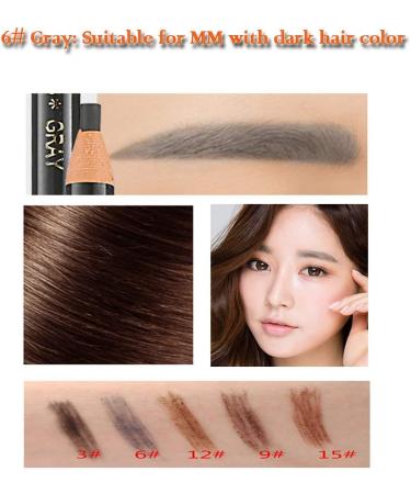  Kingknow Pull Cord Eyebrow Pencil Pen Waterproof Sweatproof Non-Fadeing Long-Lasting Not Easy to Fade (Grey#6) - Buy Online on GoSupps.com