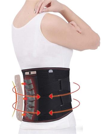 Self -heating magnetic steel plates made of tourmaline lumbar spine waist support belt orthopedic corset back support with 3 pieces upholstery (color: gray size: XL) (black XL) black Xlarge