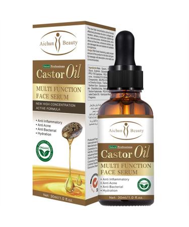 AICHUN BEAUTY Argan Castor Jojoba Tea Tree Oil Multi Function Face Serum Natural Repair Moisturizing Blemish 30ml (CASTOR OIL)