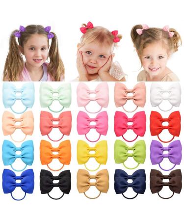 40-Piece Set: Baby Girls 2.75 Grosgrain Ribbon Hair Bows - Rubber Band Hair Bands for Kids, Teens, Toddlers (20 Pairs) - Buy Online on GoSupps.com