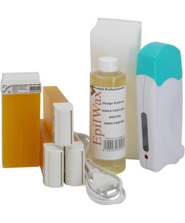 EpilWax Complete Hair Removal Waxing Kit - With 4 Honey Disposable Wax Roll-on Cartridges and Post-waxing Oil