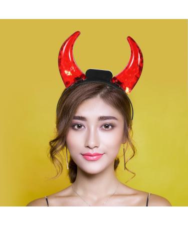 1pc Demon Horn Headband Light Favor Horn Costume Sequin Devil Horns Hirns Neon Halloween Headband for Women Led Horns Halloween Decorative Hairband Kit Electronic Components Red - Buy Online on GoSupps.com