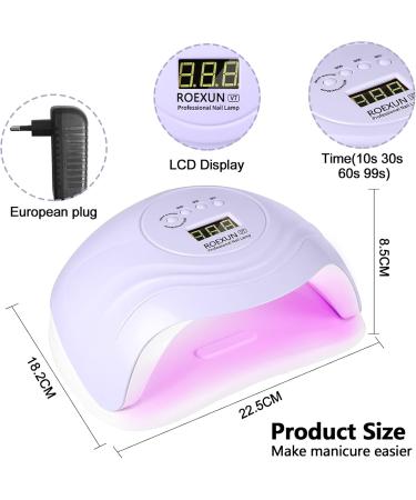 Roexun 168W UV LED Nail Lamp - Portable USB Nail Dryer for Gel Polish with Auto Sensor & 4 Timer Settings | Perfect for Fingernail & Toenail Care - Buy Online on GoSupps.com