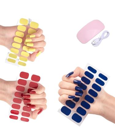 Quinnas Gel Nail Stickers with Uv Light Kit Sarafine Nail Strips French Manicure Semi Cured Gel Polish Strips DIY Gel Nail Stickers Kit(Color:D)