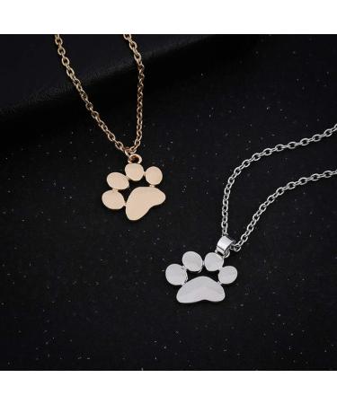 Ushob Paw Print Pendant Necklace - Dog & Cat Paw Prints Jewelry - Perfect Gift for Women & Girls (Golden) - Buy Online on GoSupps.com