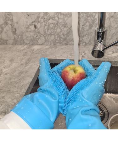 Blue Reusable Silicone Cleaning Gloves | Dishwashing Scrubber with Bristles | Magic Cleaning Gloves for Washing - Buy Online on GoSupps.com