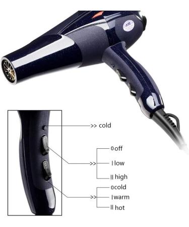 Hair Dryer 2300W Ionic Professional Blow Dryer with Air Nozzle 2 Speed 3 Heat Settings and Cool Shot Button Low Noise Hairdryer Powerful AC Motor Fast Drying Black for Home and Salon Small Gift - Buy Online on GoSupps.com