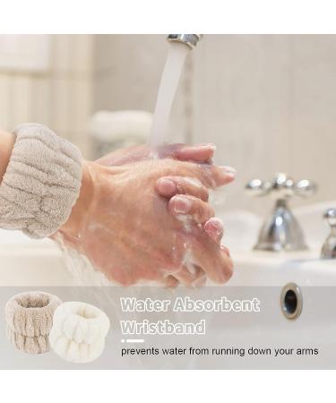 WHAVEL 6-Piece Face Wash and Spa Headband Wristband Set - Beige/Light Coffee | Makeup and Skincare Accessories - Buy Online on GoSupps.com
